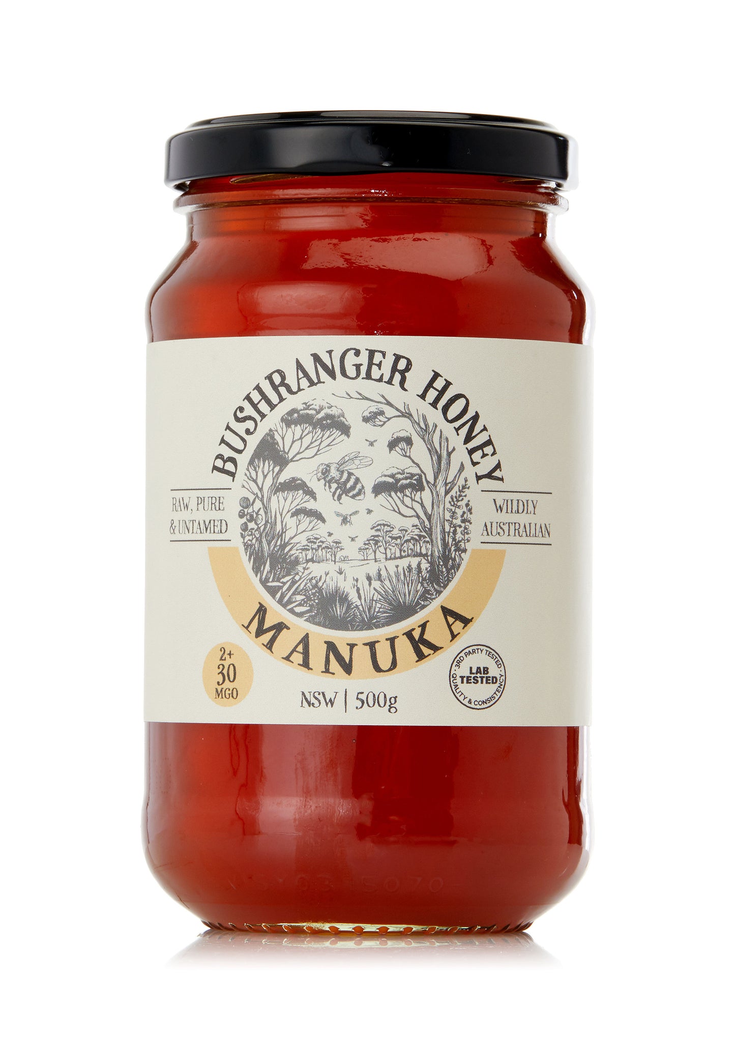 Bushranger Honey 2+ 30 MGO Australian Manuka 500g Glass Jar