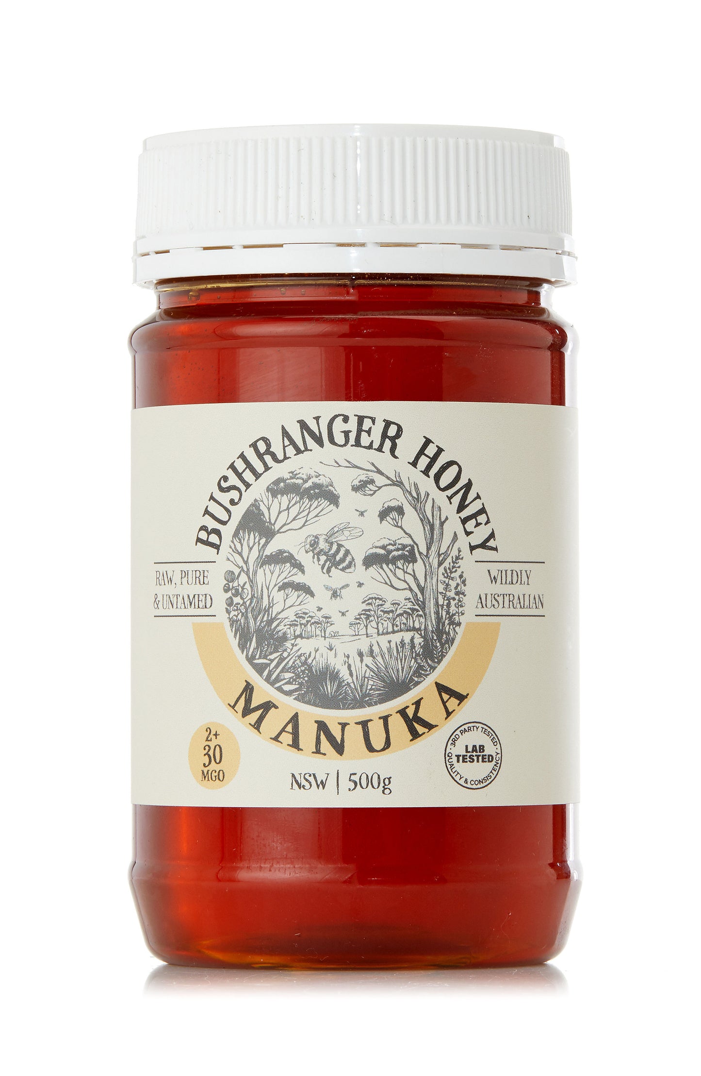 Bushranger Honey 2+ 30 MGO Australian Manuka Honey PET Jar (Plastic) 500g